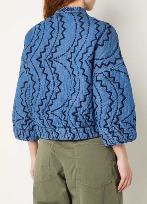 Essentiel Antwerp Jack met quilt patroon en steekzakken - achterkant blauw