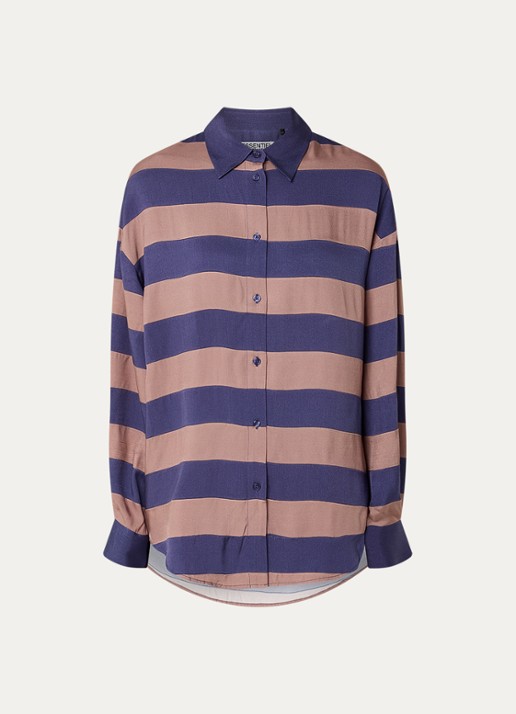 Essentiel Antwerp Jaim blouse met streepprint - voorkant paars