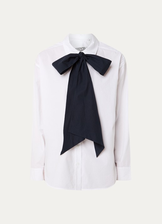 Essentiel Antwerp Jambers blouse met strikkraag - voorkant 2 wit