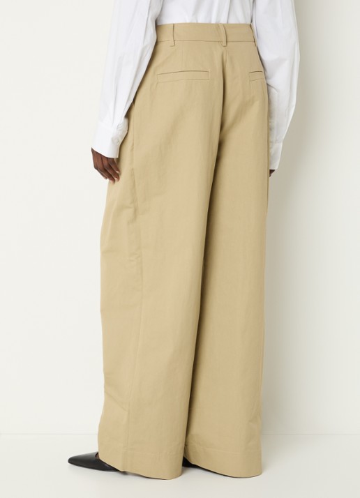 Essentiel Antwerp Jammer high waist wide fit broek met steekzkken - achterkant 3 khaki