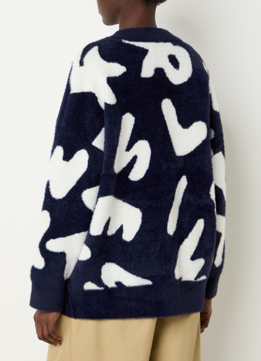 Essentiel Antwerp Jarden fijngebreid vest met ingebreid patroon - achterkant 4 donkerblauw