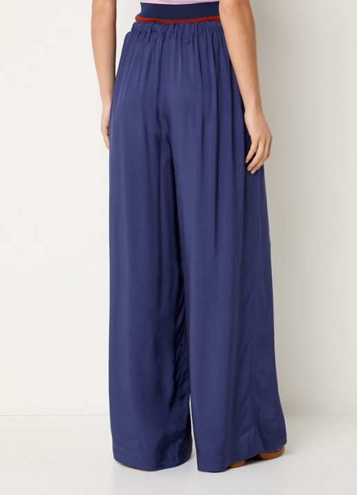 Essentiel Antwerp Jargate high waist wide fit korte broek met trekkoord - achterkant 3 indigo