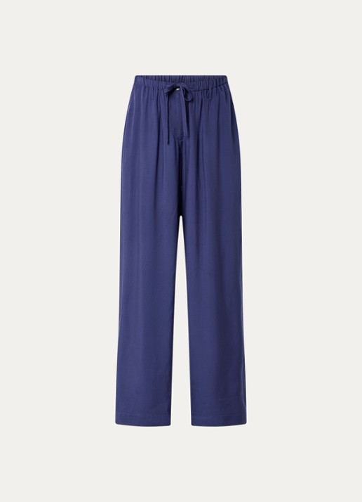 Essentiel Antwerp Jargate high waist wide fit korte broek met trekkoord - voorkant indigo