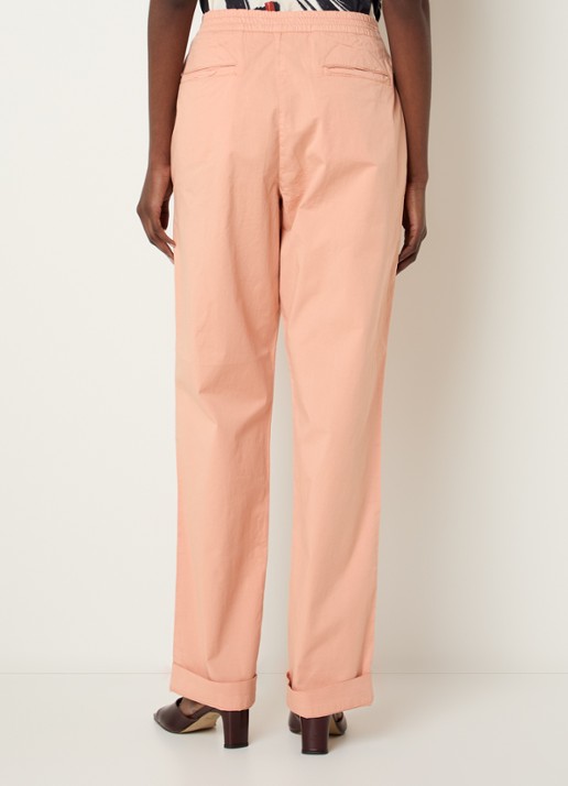 Essentiel Antwerp Jarne high waist straight fit chino met steekzakken - achterkant 3 zalmroze