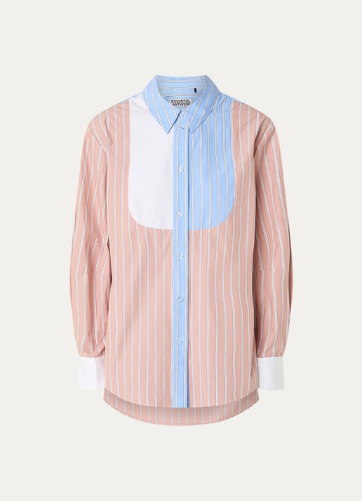 Essentiel Antwerp Jatch blouse met streepprint - voorkant 2 zalmroze