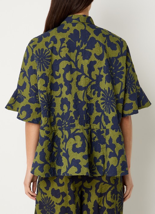 Essentiel Antwerp Jaylee tuniek met structuur en print - achterkant groen