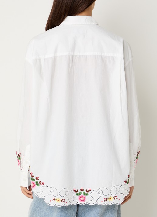 Essentiel Antwerp Jayme blouse met broderie - achterkant wit