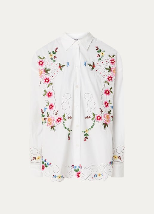 Essentiel Antwerp Jayme blouse met broderie - voorkant 2 wit