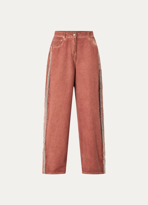 Essentiel Antwerp Jeeper high waist straight fit jeans met gekleurde wassing - voorkant 2 roestbruin