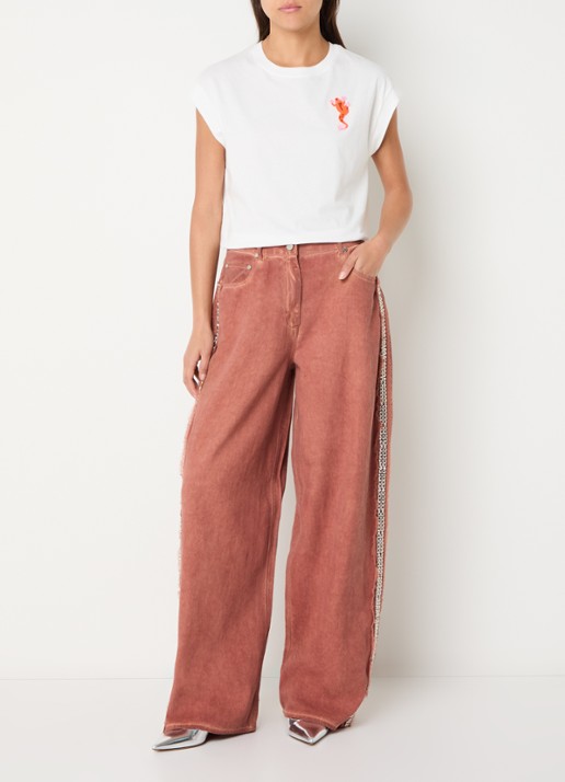 Essentiel Antwerp Jeeper high waist straight fit jeans met gekleurde wassing - voorkant 3 roestbruin