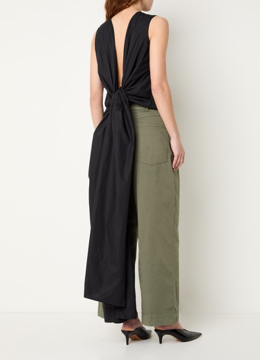 Essentiel Antwerp Jelani top met gestrikt detail en rugdecolleté - achterkant 4 zwart