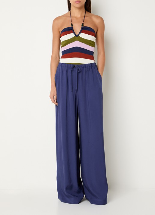 Essentiel Antwerp Jellie mouwloze top met streepprint - voorkant 4 donkerblauw