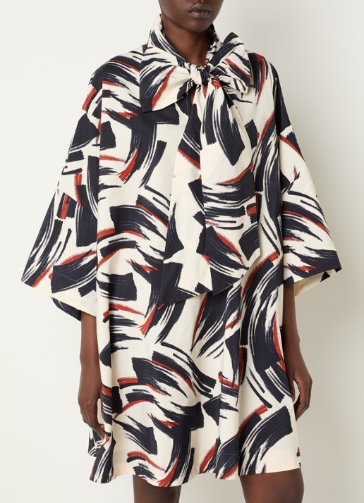 Essentiel Antwerp Jenadine mini tuniekjurk met print en gestrikt detail