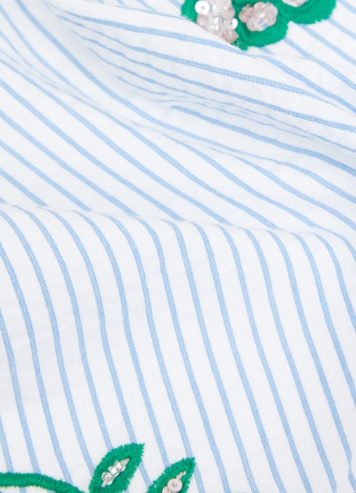 Essentiel Antwerp Jennie sjaal van katoen met borduring en franjes - detail 3 blauw