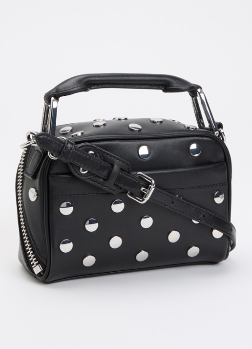 Essentiel Antwerp Jeri Mini handtas van leer met studs en afneembare schouderriem - achterkant 5 zwart