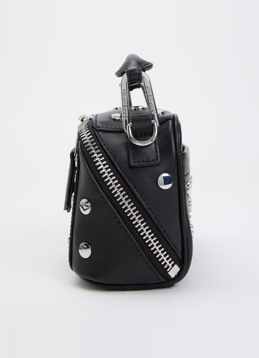 Essentiel Antwerp Jeri Mini handtas van leer met studs en afneembare schouderriem - detail 3 zwart