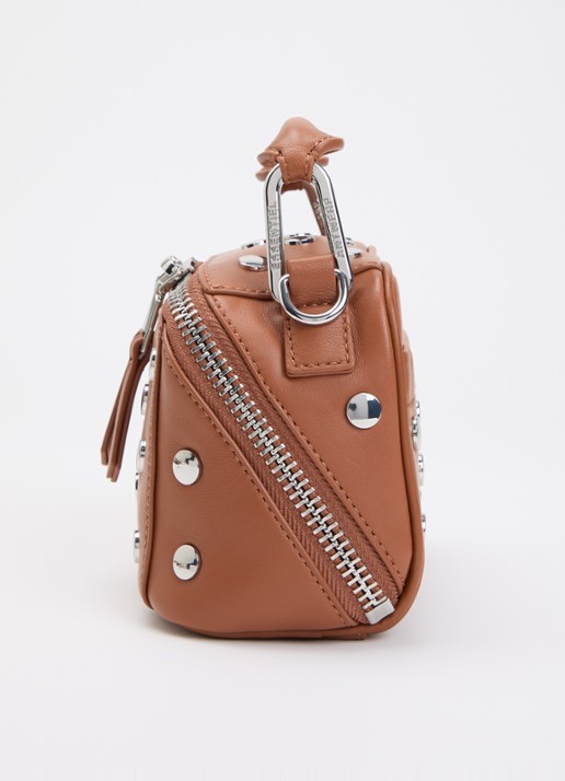 Essentiel Antwerp Jeri Mini handtas van leer met studs en afneembare schouderriem - detail 3 bruin