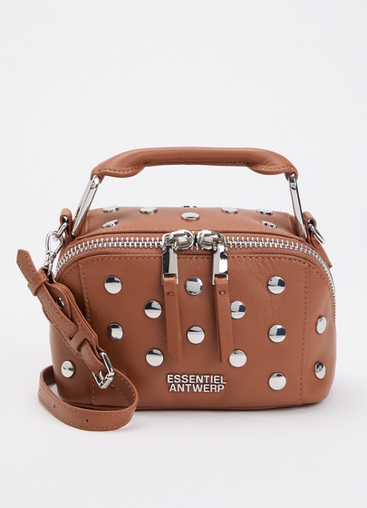 Essentiel Antwerp Jeri Mini handtas van leer met studs en afneembare schouderriem