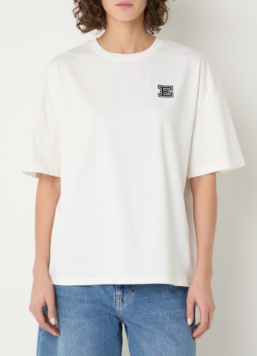 Essentiel Antwerp Jetna T-shirt met logo - detail wit