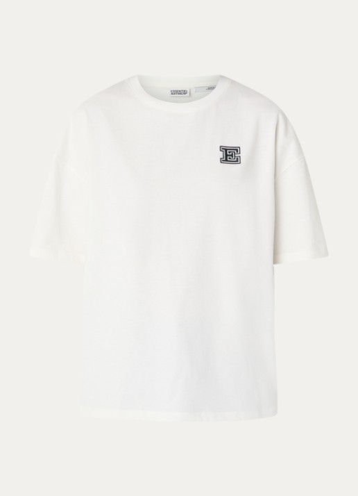 Essentiel Antwerp Jetna T-shirt met logo - voorkant 3 wit