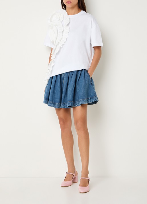 Essentiel Antwerp Jidole T-shirt met applicatie - voorkant 3 wit