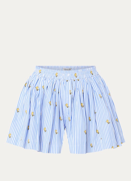 Essentiel Antwerp Jinus geplooide broekrok met print - voorkant 3 blauw