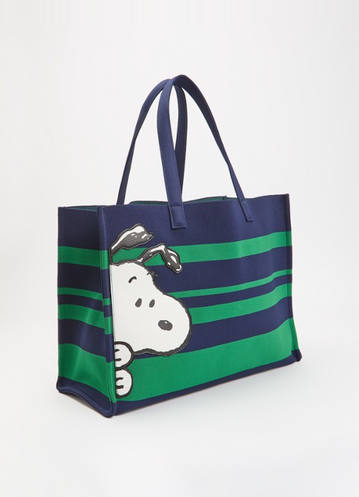 Essentiel Antwerp Jobba shopper met streepprint en borduring - achterkant 5 donkerblauw