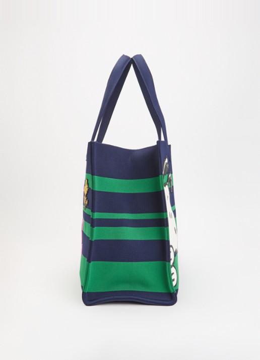 Essentiel Antwerp Jobba shopper met streepprint en borduring - detail 2 donkerblauw