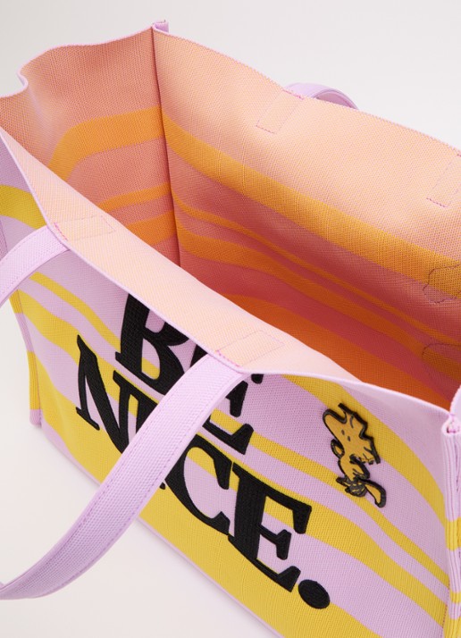 Essentiel Antwerp Jobba shopper met streepprint en borduring - detail lila