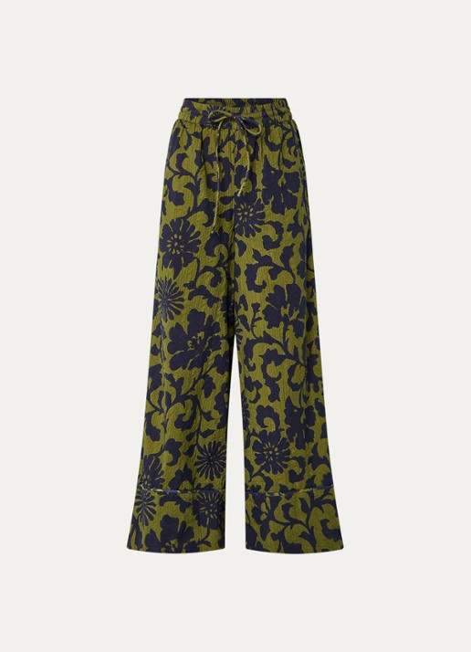 Essentiel Antwerp Jomery high waist wide fit broek met structuur en print