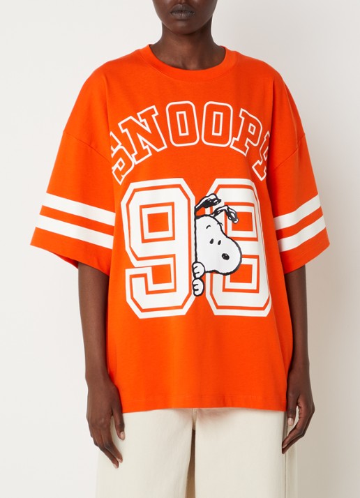 Essentiel Antwerp Joopio T-shirt met front- en backprint - achterkant 4 oranjerood
