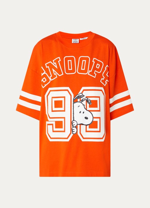 Essentiel Antwerp Joopio T-shirt met front- en backprint - voorkant 2 oranjerood
