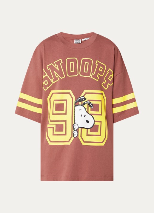 Essentiel Antwerp Joopio T-shirt met front- en backprint - voorkant 2 roodbruin