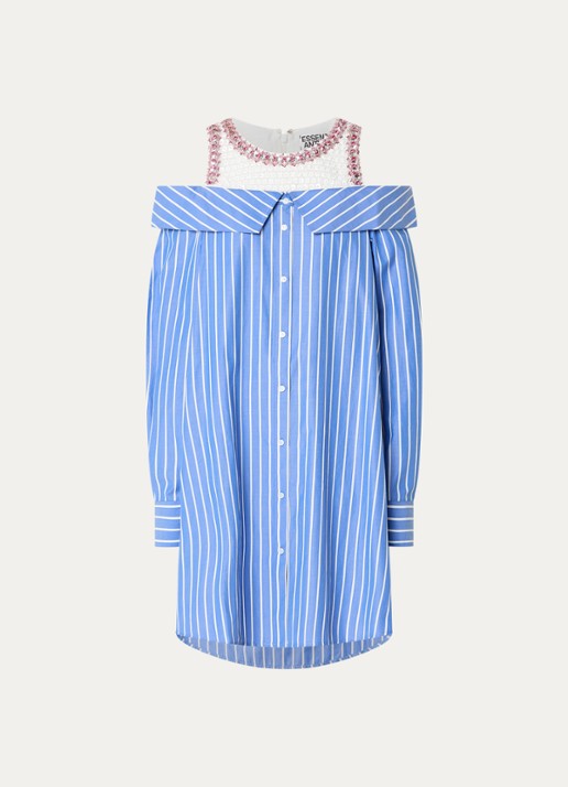 Essentiel Antwerp Jori mini blousejurk met streepprint en pailletten