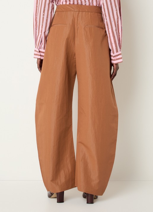 Essentiel Antwerp Jude high waist balloon fit broek met steekzakken - achterkant hazelnootbruin