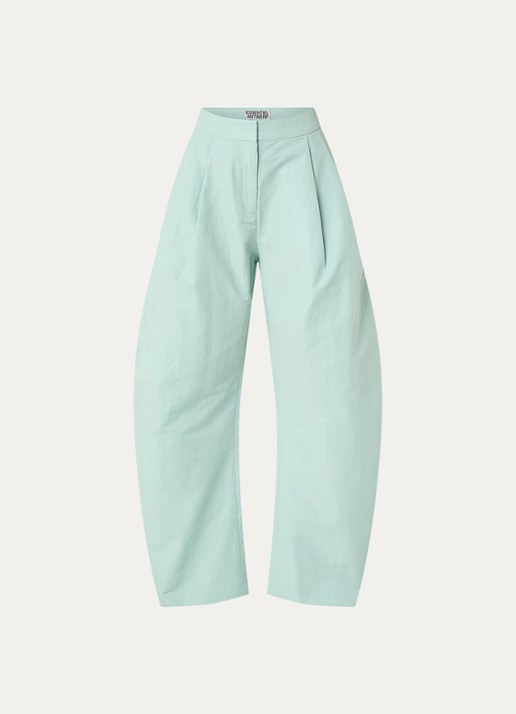 Essentiel Antwerp Jude high waist balloon fit broek met steekzakken - voorkant aquablauw