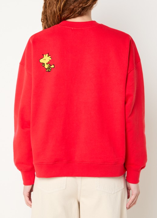 Essentiel Antwerp Jumbrella sweater met print en pailletten - achterkant rood