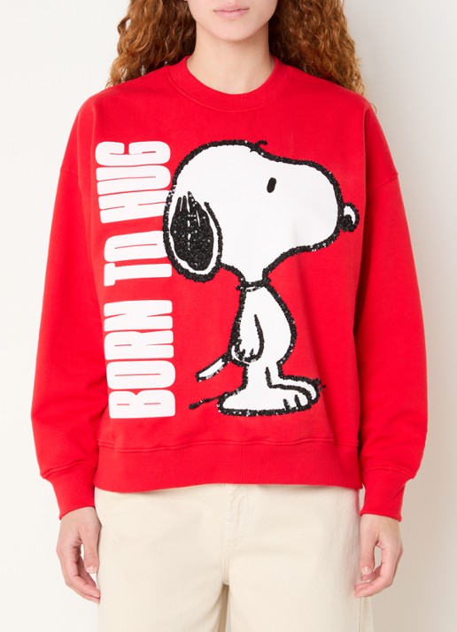 Essentiel Antwerp Jumbrella sweater met print en pailletten - detail 4 rood