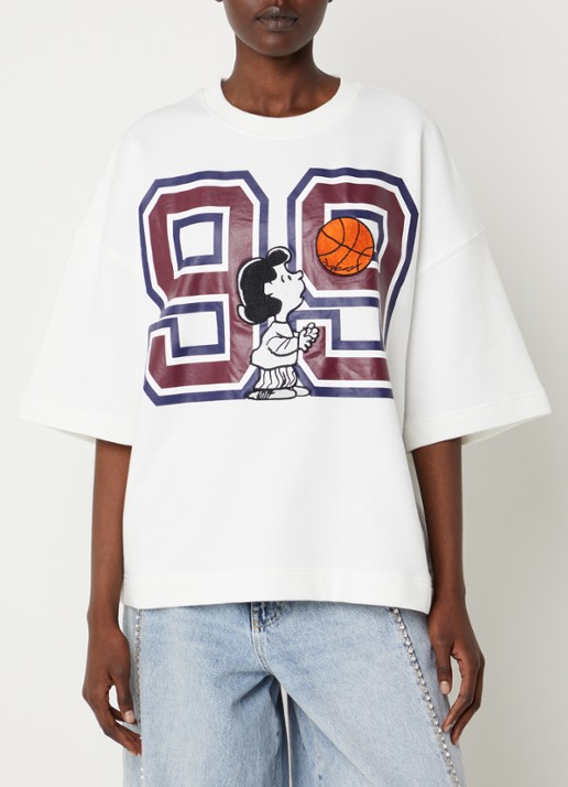 Essentiel Antwerp Jumpi sweater met front- en backprint - achterkant 4 wit