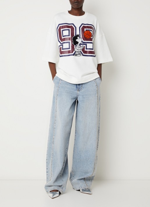 Essentiel Antwerp Jumpi sweater met front- en backprint - voorkant 2 wit