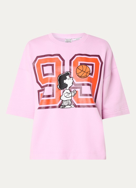 Essentiel Antwerp Jumpi sweater met front- en backprint - voorkant donkerrood