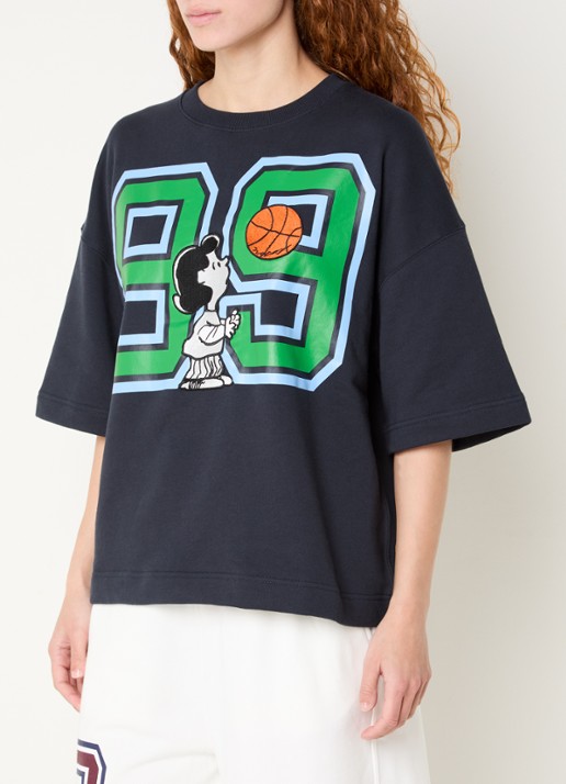 Essentiel Antwerp Jumpi sweater met front- en backprint - detail 4 donkerblauw