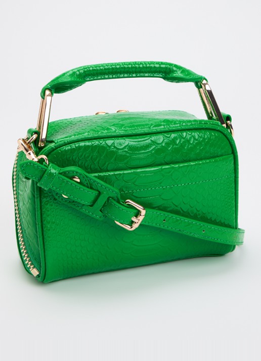 Essentiel Antwerp Jussi Mini handtas van leer met studs en afneembare schouderriem - achterkant groen