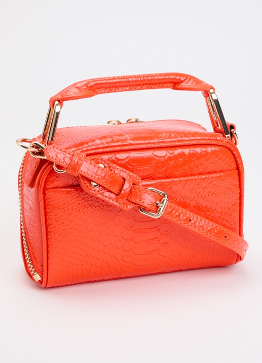 Essentiel Antwerp Jussi Mini handtas van leer met studs en afneembare schouderriem - achterkant orange
