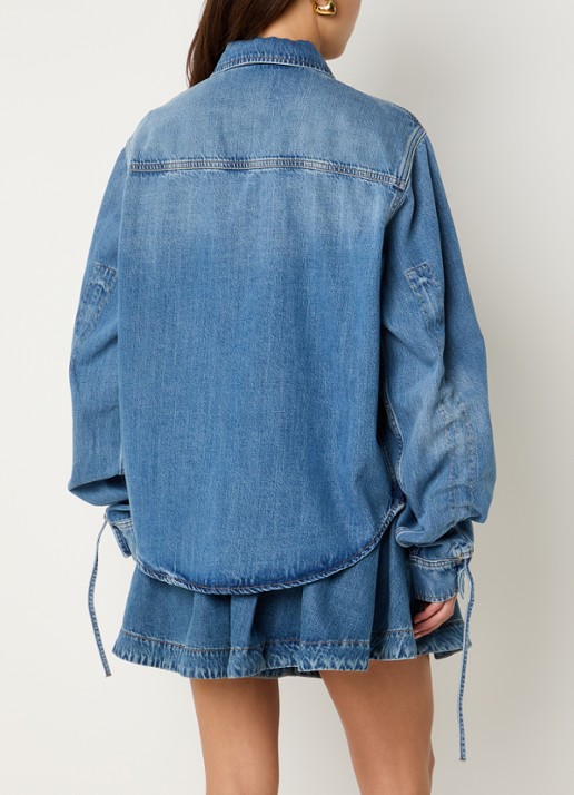 Essentiel Antwerp Juzy blouse met trekkoord en borstzak - achterkant 4 indigo