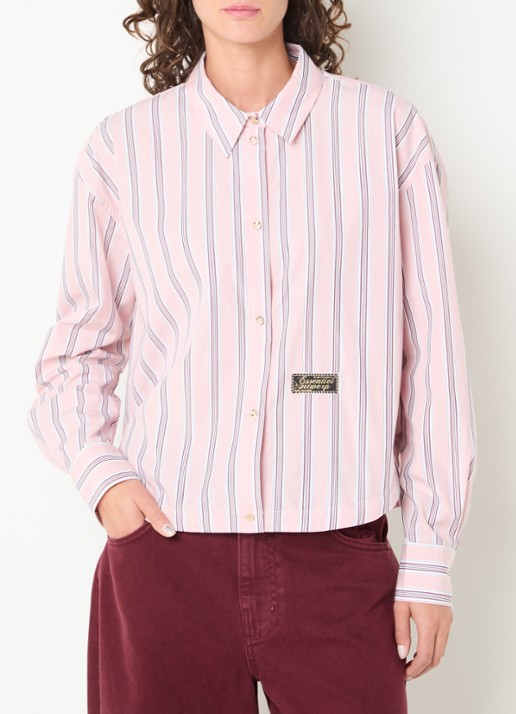 Essentiel Antwerp Kabu blouse met streepprint en logo - detail 4 roze