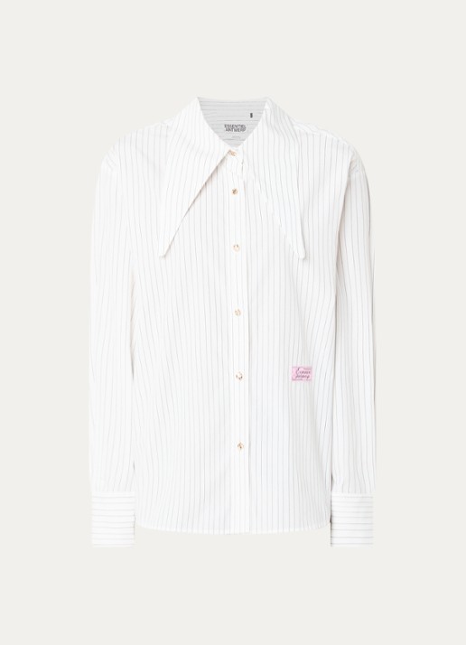 Essentiel Antwerp Kacao blouse met streepprint en logo