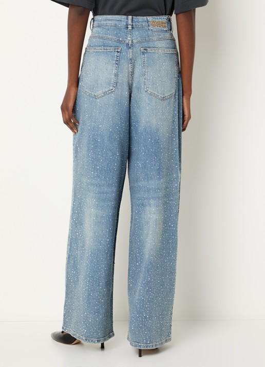 Essentiel Antwerp Kactus low waist loose fit jeans met strass en steekzakken - achterkant 3 jeans