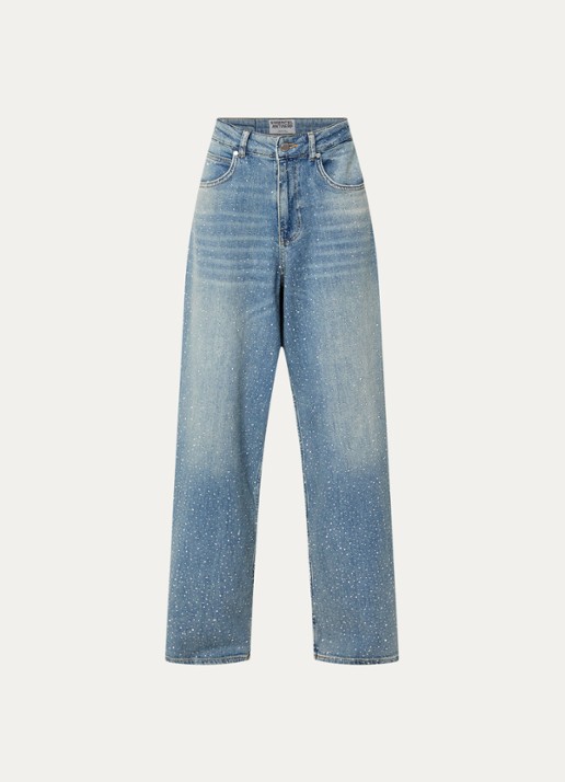 Essentiel Antwerp Kactus low waist loose fit jeans met strass en steekzakken - voorkant 4 jeans