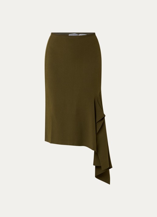 Essentiel Antwerp Kap midi kokerrok met stretch - voorkant 2 bronsgroen